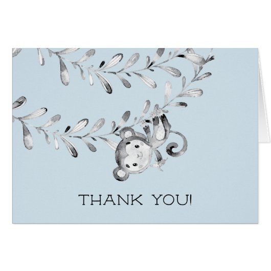 Monkey Boys Baby Shower Thank You Note Cards (Front Horizontal)