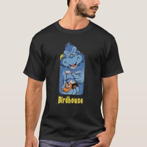 Monkey brains birdhouse skateboard t shirt design 