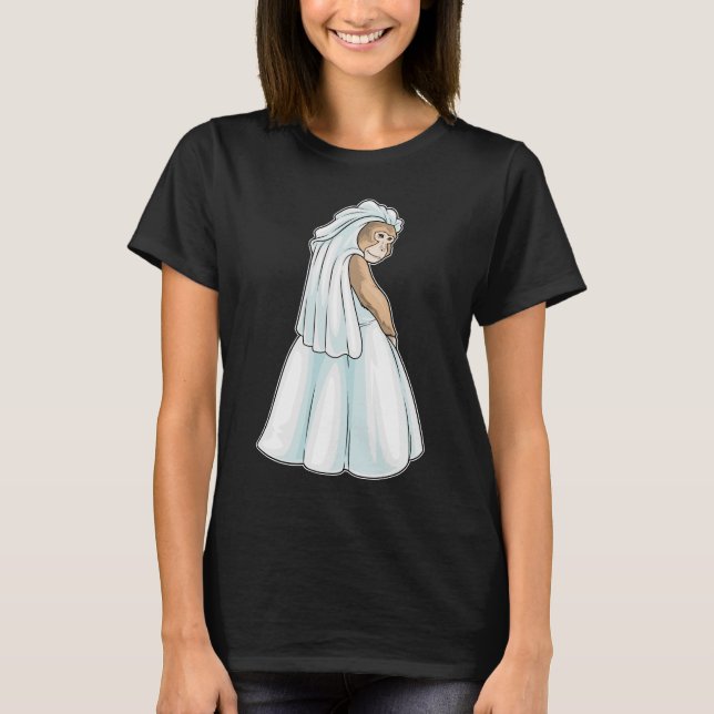 Monkey Bride Veil Wedding T-Shirt (Front)
