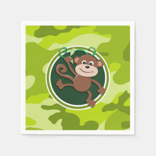 Monkey; bright green camo, camouflage napkins