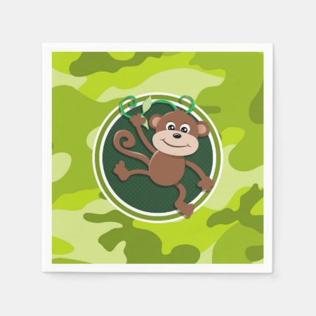Monkey; Bright Green Camo, Camouflage Napkins