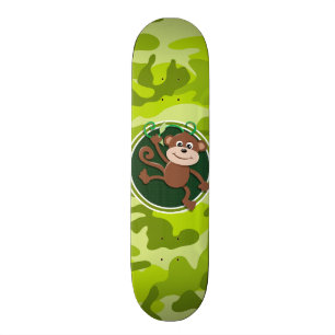 Monkey; bright green camo, camouflage skateboard deck