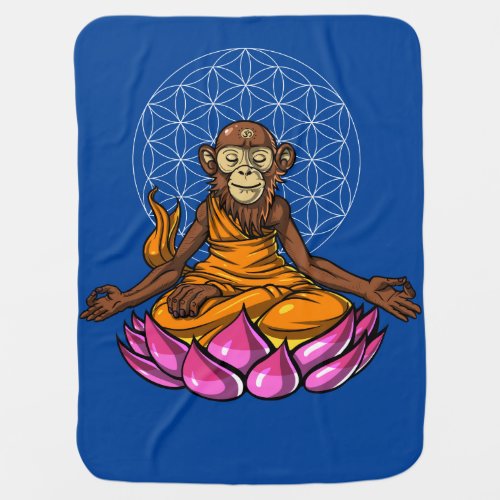 Monkey Buddha Zen Yoga Meditation Chimanzee Ape Baby Blanket