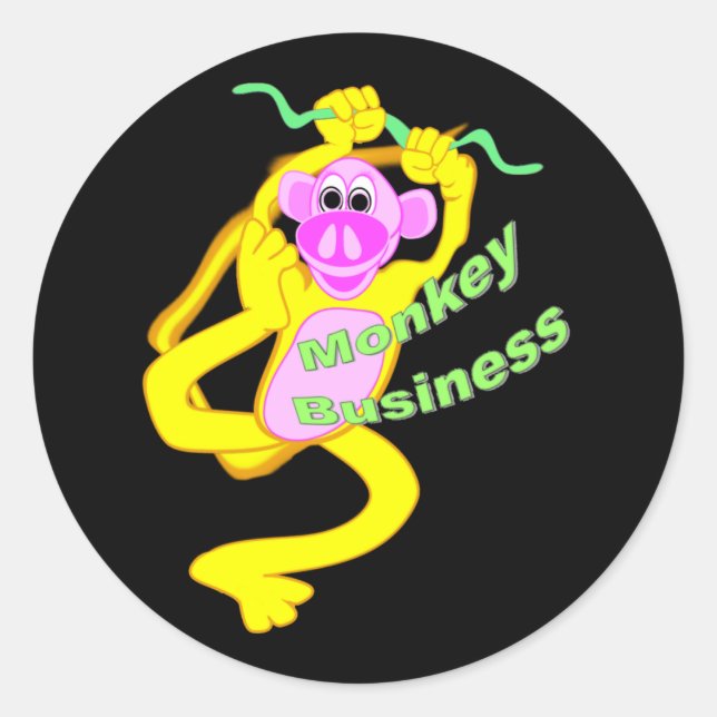 Monkey Business Classic Round Sticker (Front)