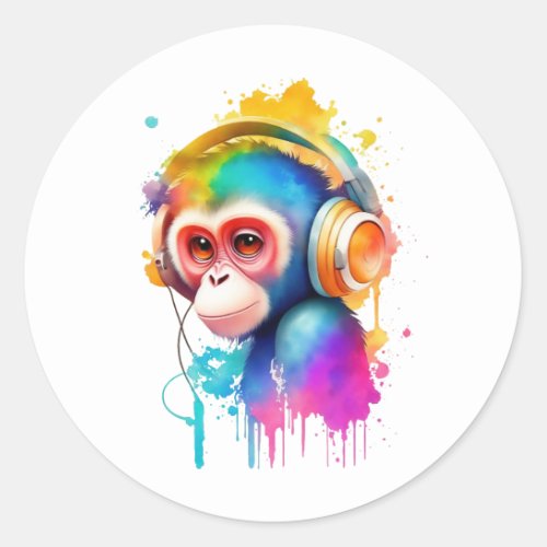 Monkey business classic round sticker