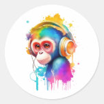 Monkey business classic round sticker