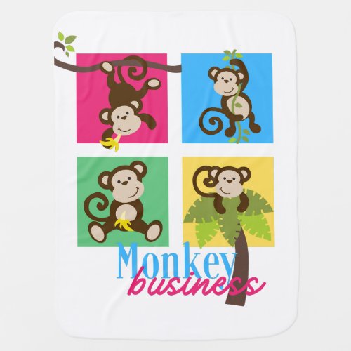 Monkey Business Funny Animal Design T_Shirt Baby Blanket