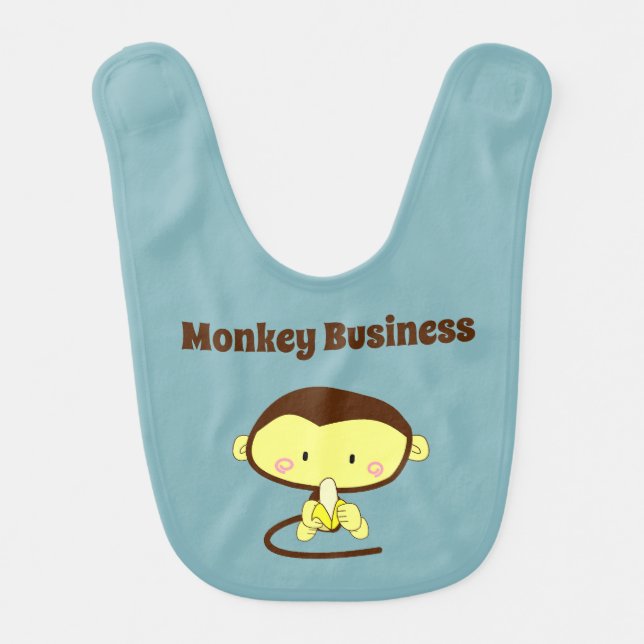 Monkey Business Funny Cartoon Monkey Design Baby Bib (Front)