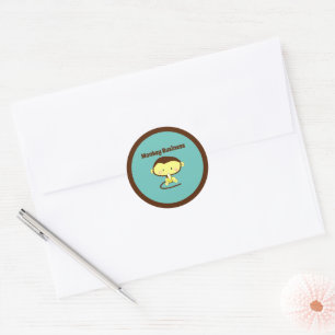 Monkey Business Funny Cartoon Monkey Design Classic Round Sticker