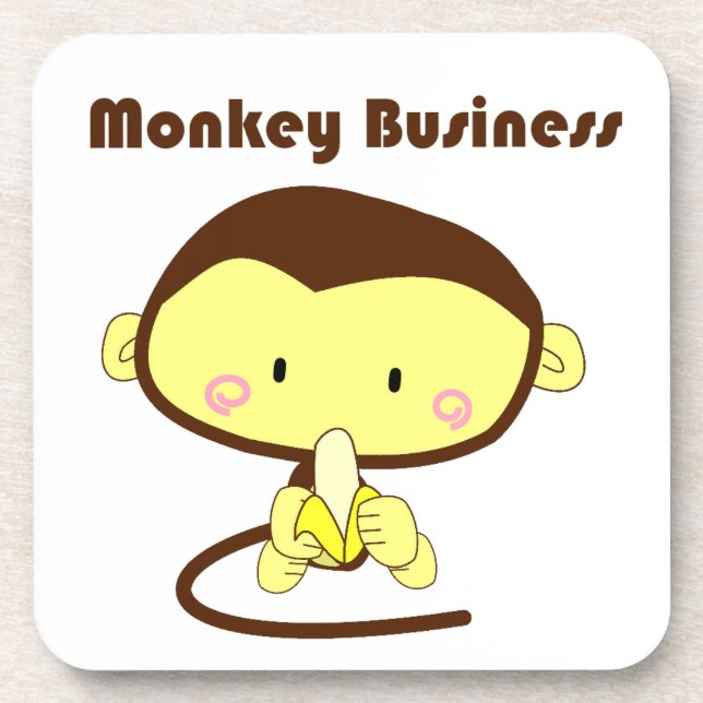 Monkey Business Funny Cartoon Monkey Design Coaster (Front)