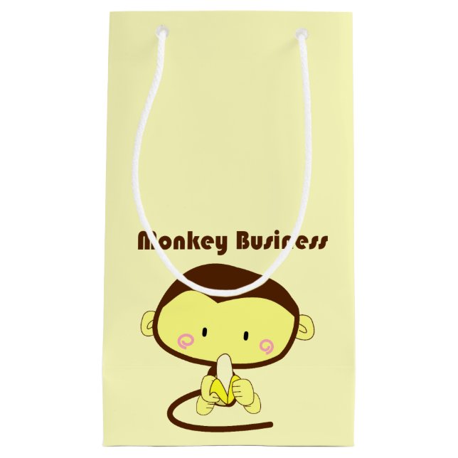 Monkey Business Funny Cartoon Monkey Design Small Gift Bag (Front)