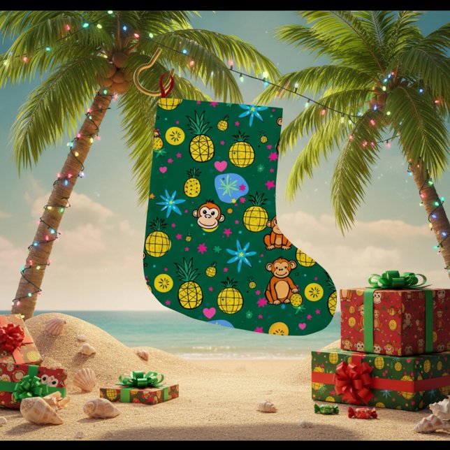 Monkey Business Pattern Large Christmas Stocking (Creator Uploaded)
