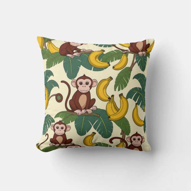 "Monkey Business Tees" Throw Pillow (Front)