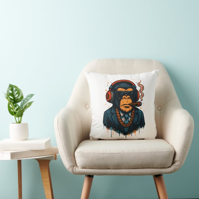 Monkey Business - The Boss of Monkey Classic Throw Pillow (Chair)