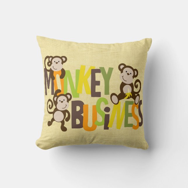 Monkey Business Throw Pillow (Front)