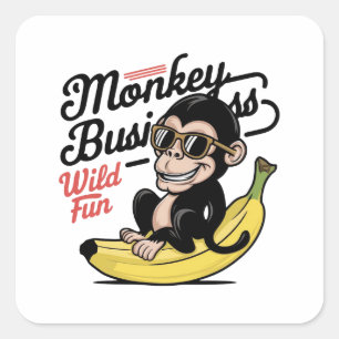 Monkey Business,Wild Fun Square Sticker