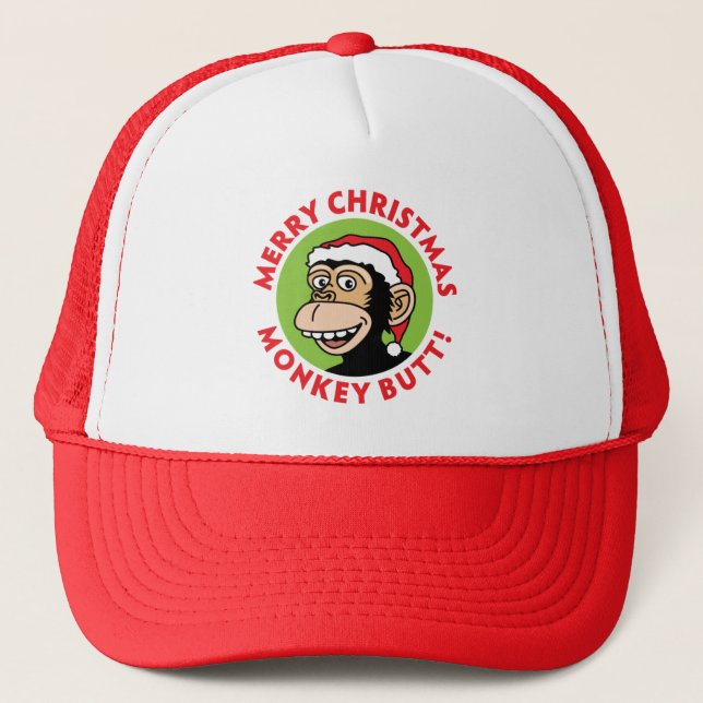 Monkey Butt Christmas Trucker Hat (Front)