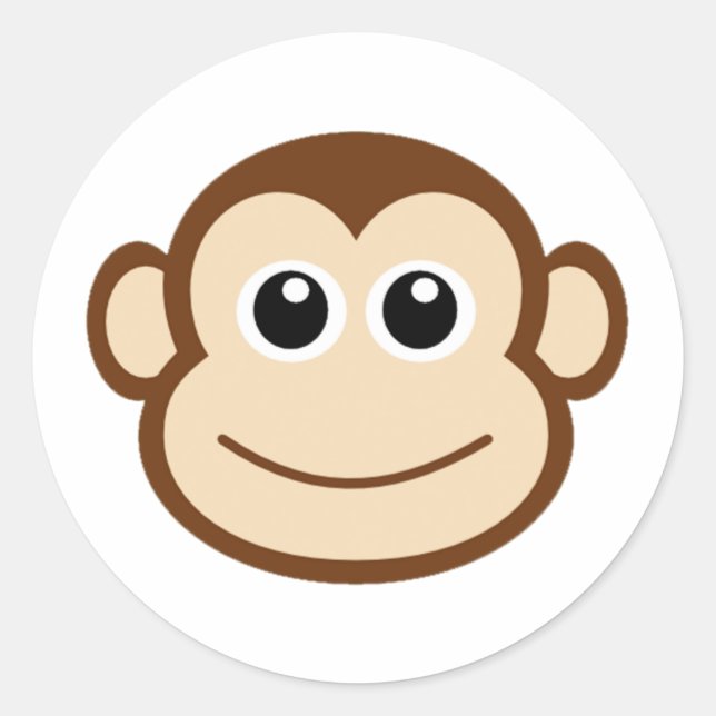 Monkey Cartoon Classic Round Sticker (Front)