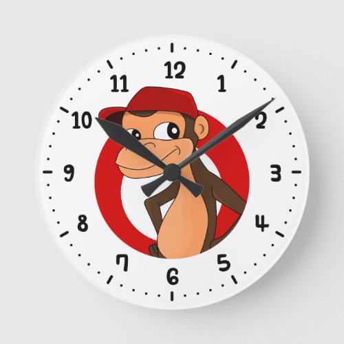 Monkey cartoon round clock