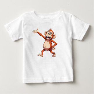Monkey Character Gesturing and Smiling Baby T-Shirt