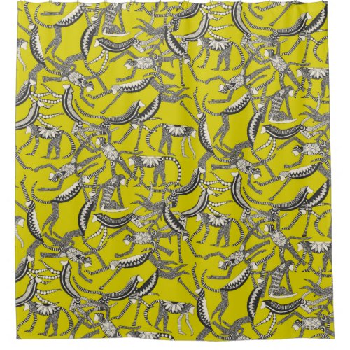 monkey chartreuse shower curtain