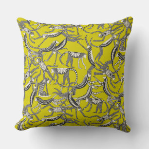 monkey chartreuse throw pillow