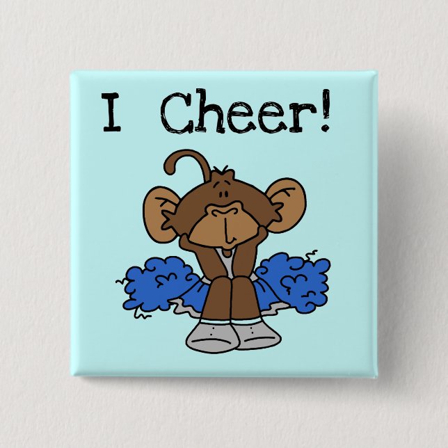 Monkey Cheerleader Blue and Gray Tshirts and Gifts Pinback Button (Front)
