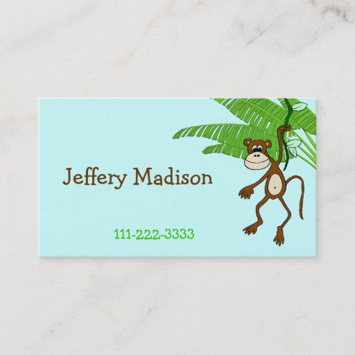 Customizable Monkey Children's Calling Card Business Card Template