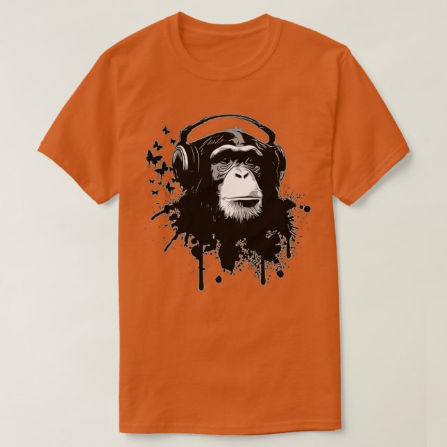 Monkey Chimp Business Chimpanzee Ape Butterfly Ink T-Shirt (Design Front)