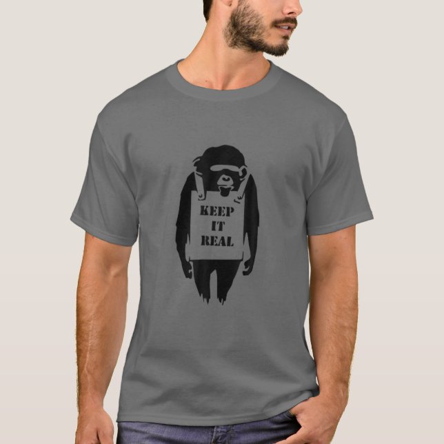 Monkey Chimp Street Art Sprayer Keep It Real T T-Shirt (Front)