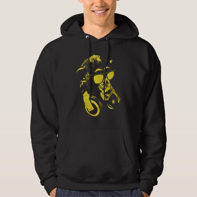 Monkey Chimp With Sunglasses And Headphones 2 Hoodie (Front)