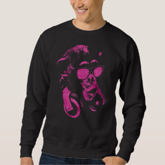 Monkey Chimp With Sunglasses And Headphones  3 Sweatshirt