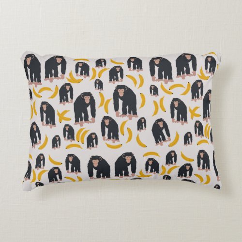 Monkey Chimpanzee  Banana Pattern  Accent Pillow