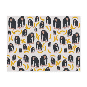 Monkey Chimpanzee & Banana Pattern   Holiday Postcard