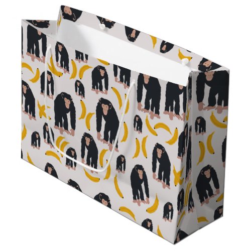 Monkey Chimpanzee  Banana Pattern Large Gift Bag