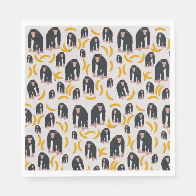 Monkey Chimpanzee & Banana Pattern   Napkins (Front)