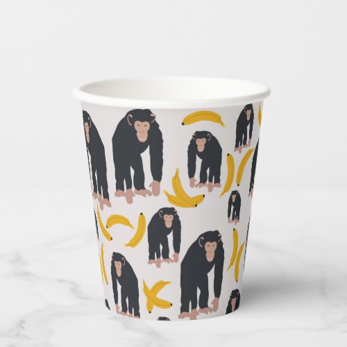 Monkey Chimpanzee  Banana Pattern  Paper Cups