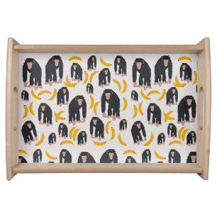 Monkey Chimpanzee & Banana Pattern Serving Tray