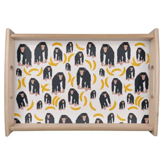 Monkey Chimpanzee & Banana Pattern  Serving Tray (Front)