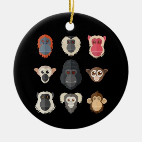 Monkey Chimpanzee Gorilla Spider Monkey Squirrel M Ceramic Ornament