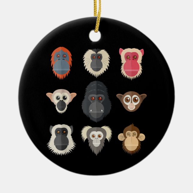 Monkey Chimpanzee Gorilla Spider Monkey Squirrel M Ceramic Ornament (Front)