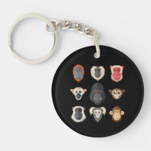 Monkey Chimpanzee Gorilla Spider Monkey Squirrel M Keychain