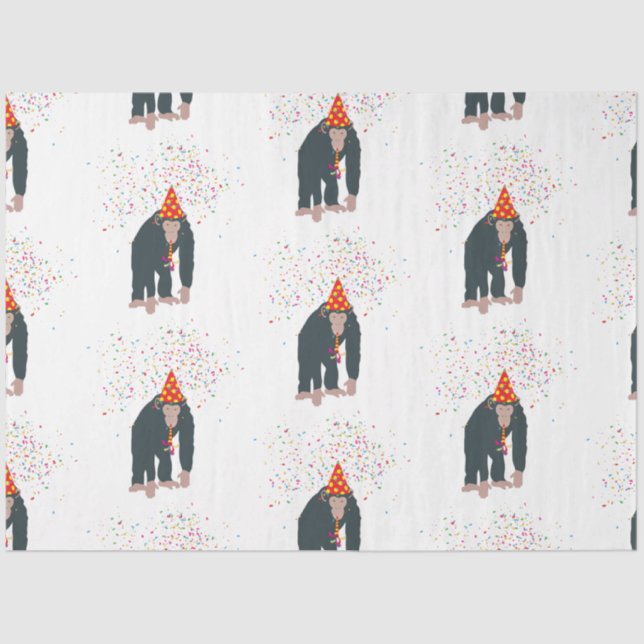 Monkey Chimpanzee Partying Animals Having a Party Tissue Paper (Front)