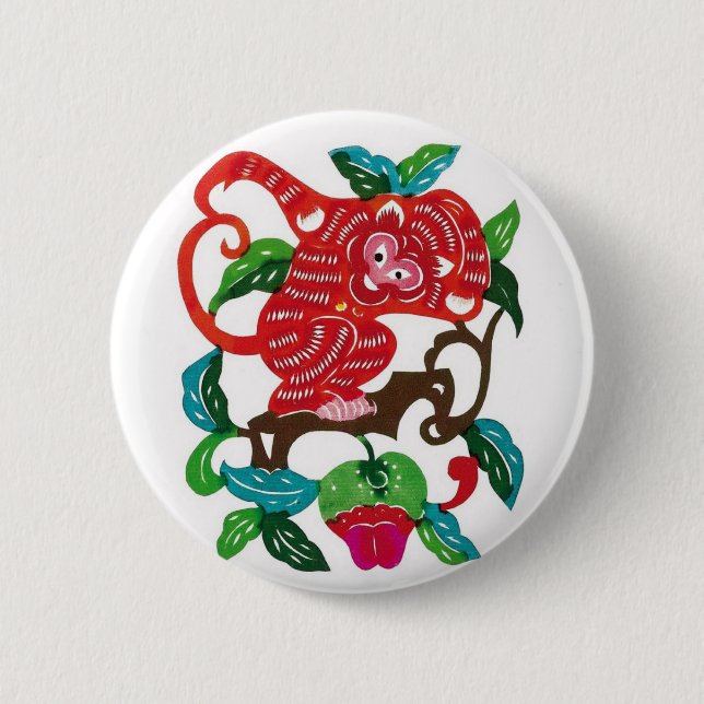 Monkey-Chinese Zodiac Sign Pinback Button (Front)