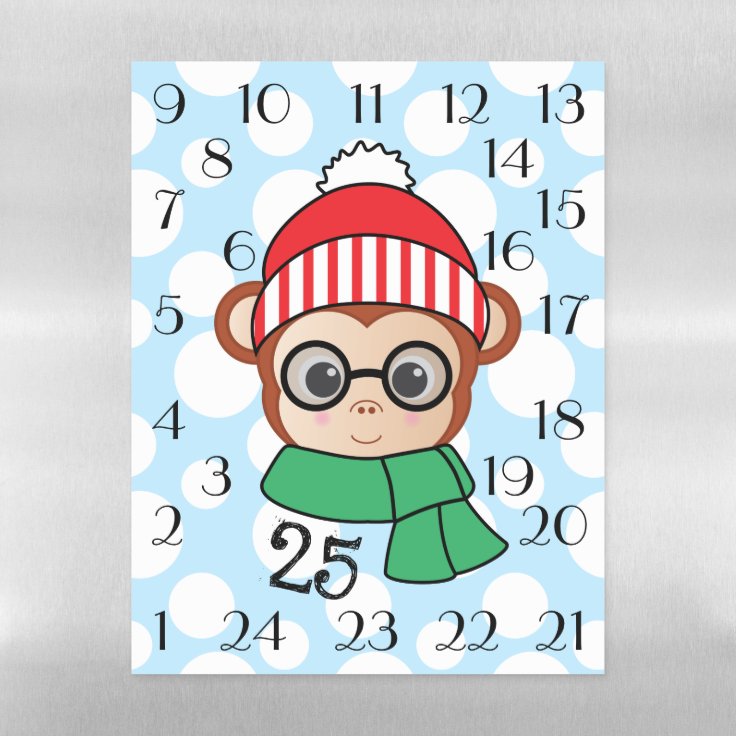 Monkey Christmas Advent Calendar Dry Erase Sheet Zazzle