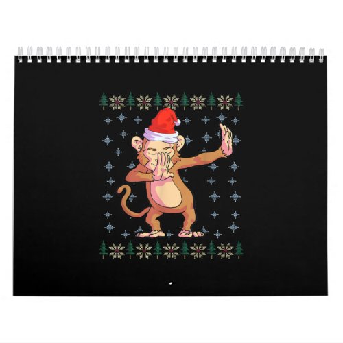 Monkey Christmas Boys Santa Hat Monkey Lover Calendar