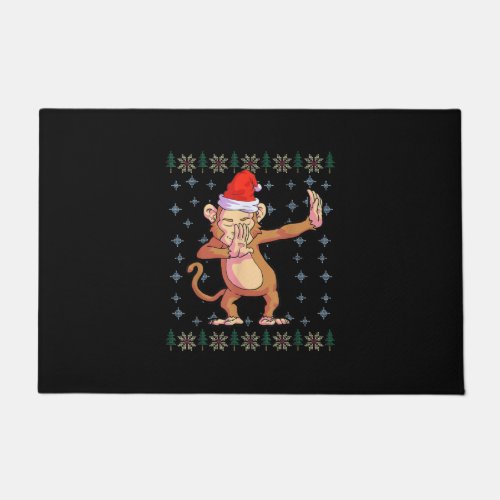 Monkey Christmas Boys Santa Hat Monkey Lover Doormat