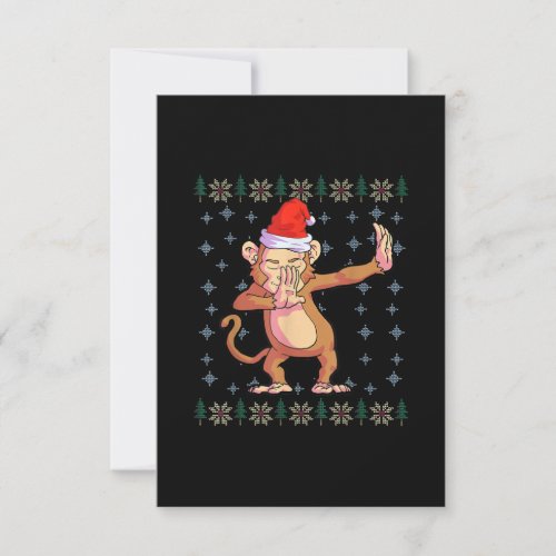 Monkey Christmas Boys Santa Hat Monkey Lover RSVP Card