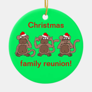monkey Christmas Ceramic Ornament