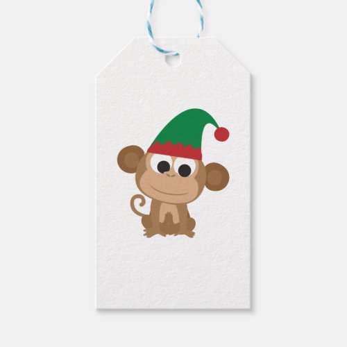 Monkey Christmas Elf Gift Tags